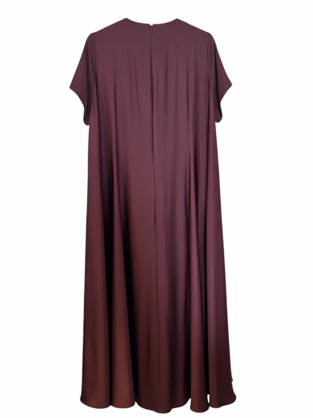 Banana Republic Flowing Crewneck Maxi Dress Deep Burgundy Viscose-Linen Trapeze - Picture 3 of 5